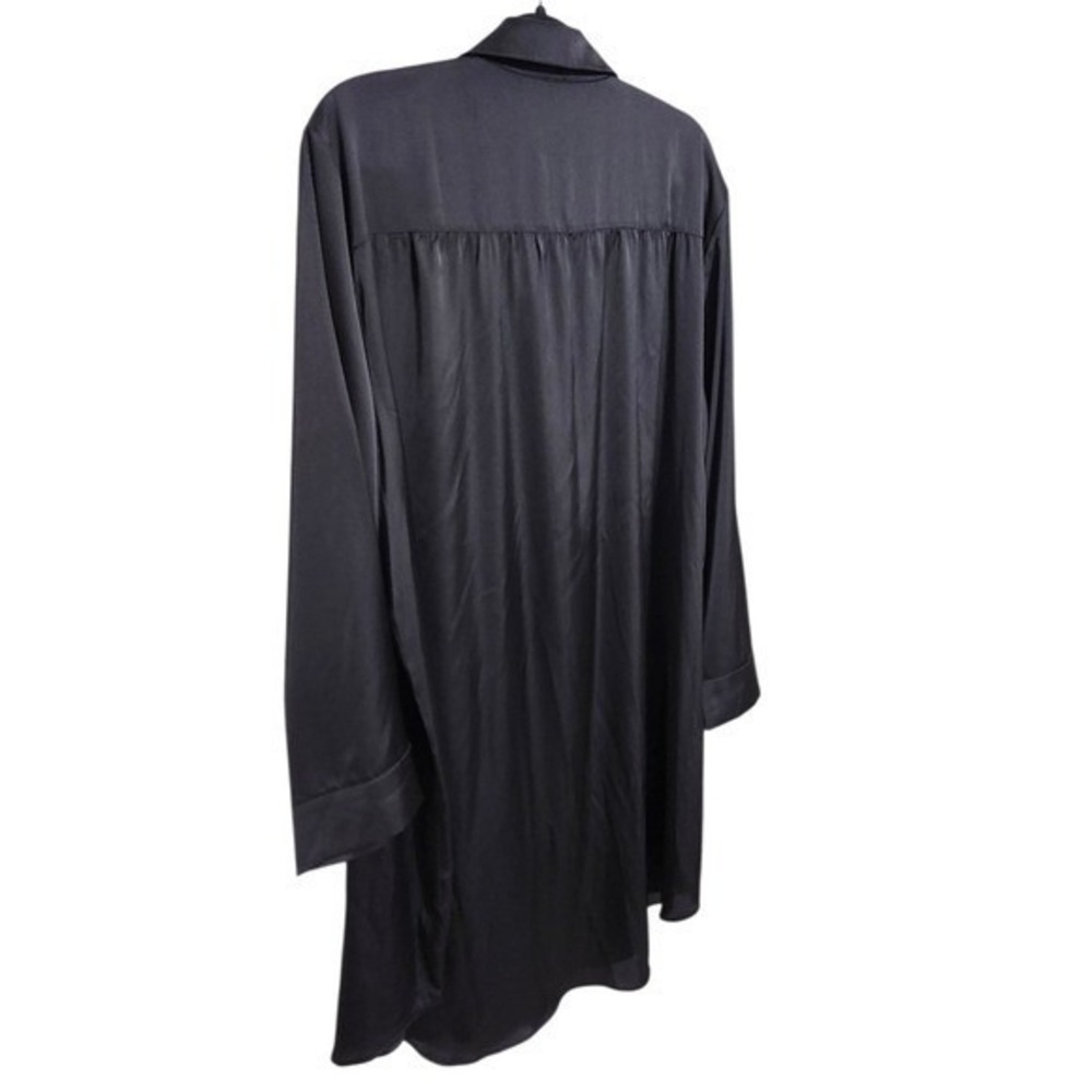 Soma 2X Black Satin Button Front Nightgown Sleep Shirt Rhinestone Button Detail - Picture 6 of 7